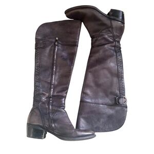 Vince Camuto Leather Studded Over The Knee Boots Gray Size 8.5